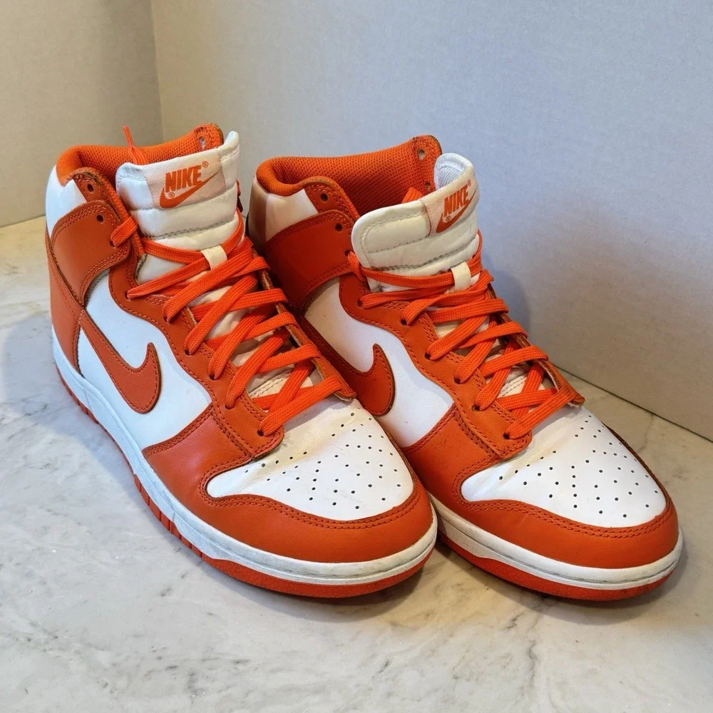 Nike Dunk High Top Retro Syracuse Orange White Swoosh Lace Up Men 8.5 DD1399-101